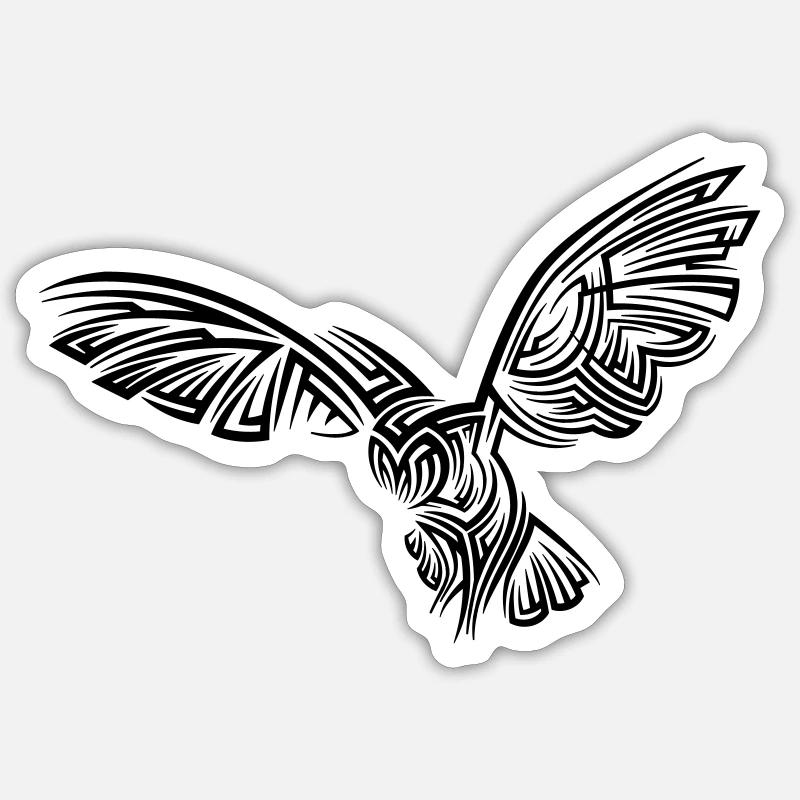 Tatouage tribal Owl - Sticker taille S (10 x 10 cm) - blanc mat
