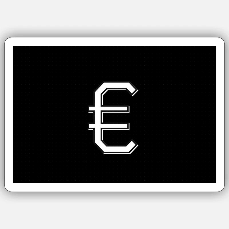 Schwarzer Euro - Sticker Größe S (10 x 10 cm) - Mattweiß