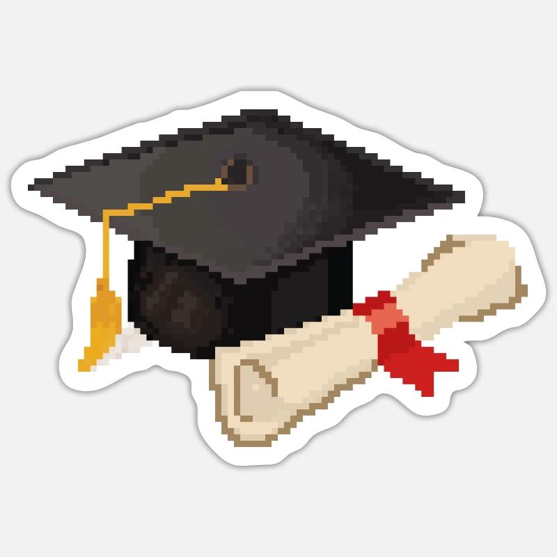 Retro Pixel Uni Degree - Sticker size S (10 x 10 cm) - white matte