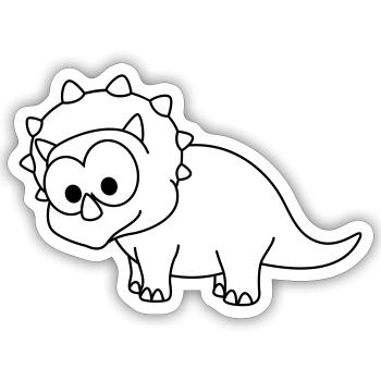 Bande dessinée Dinosaur triceratops - Sticker taille S (10 x 10 cm) - blanc mat - Devant