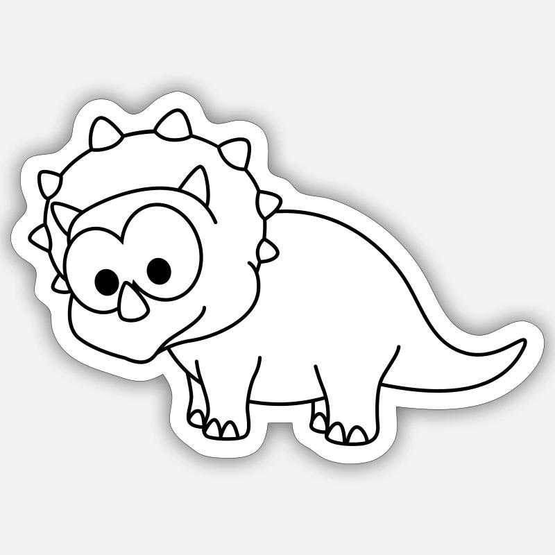 Bande dessinée Dinosaur triceratops - Sticker taille S (10 x 10 cm) - blanc mat