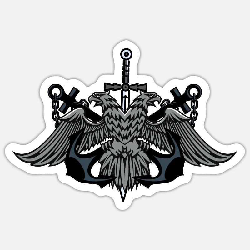 Twin Eagle Crest with Sword Sticker size S (10 x 10 cm)