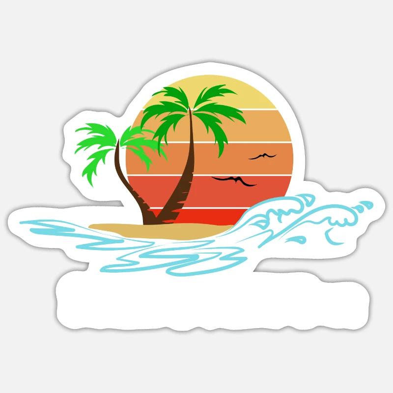 sunset & palm trees - Sticker size S (10 x 10 cm) - white matte