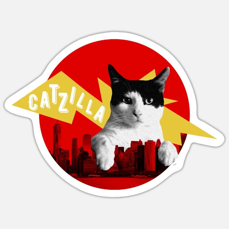 catzilla - Sticker Größe S (10 x 10 cm) - Mattweiß