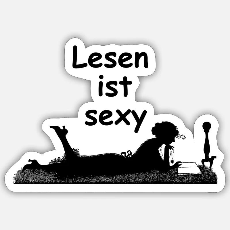 Lesen ist sexy - Sticker Größe S (10 x 10 cm) - Mattweiß