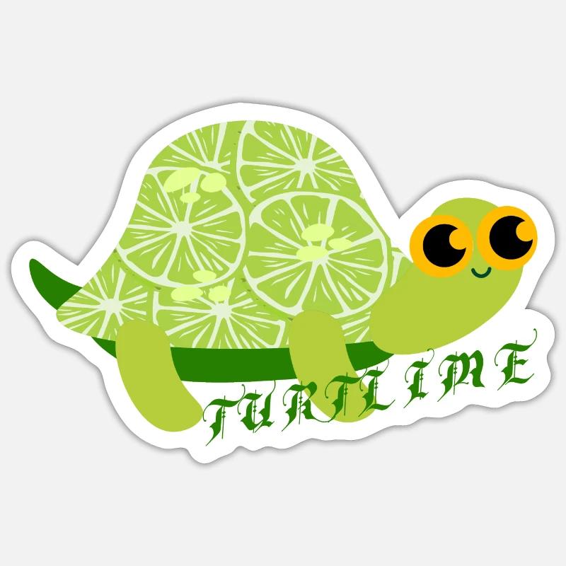 Lime turtle. Sticker size S (10 x 10 cm)