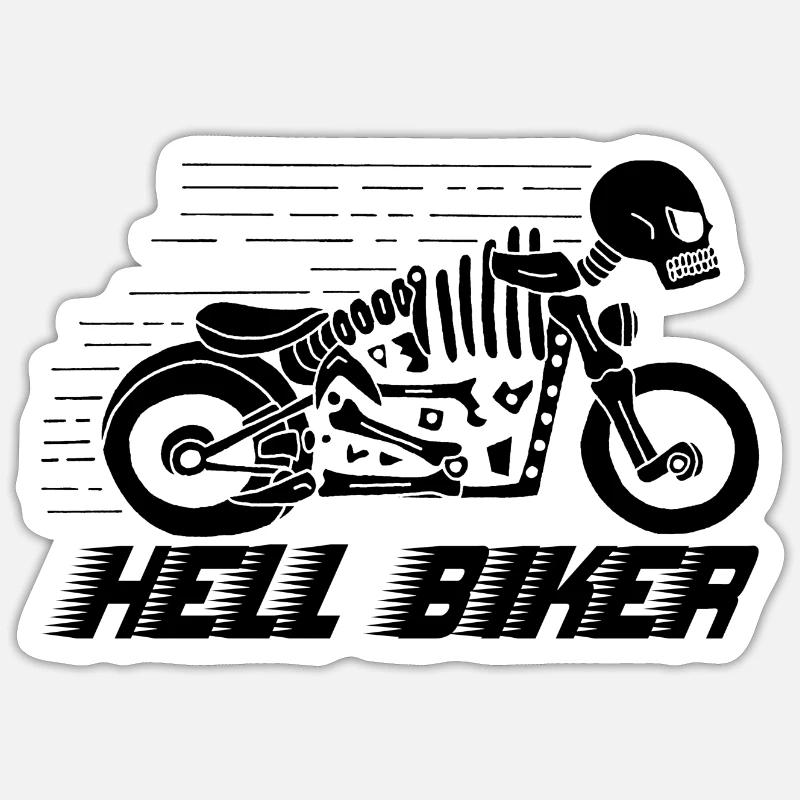 Motorcycle black skeleton - Sticker size S (10 x 10 cm) - white matte