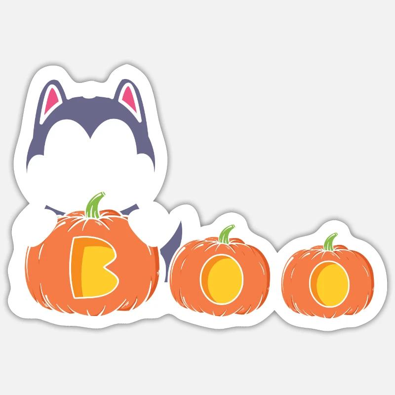 Citrouille de chien d’Halloween - Sticker taille S (10 x 10 cm) - blanc mat