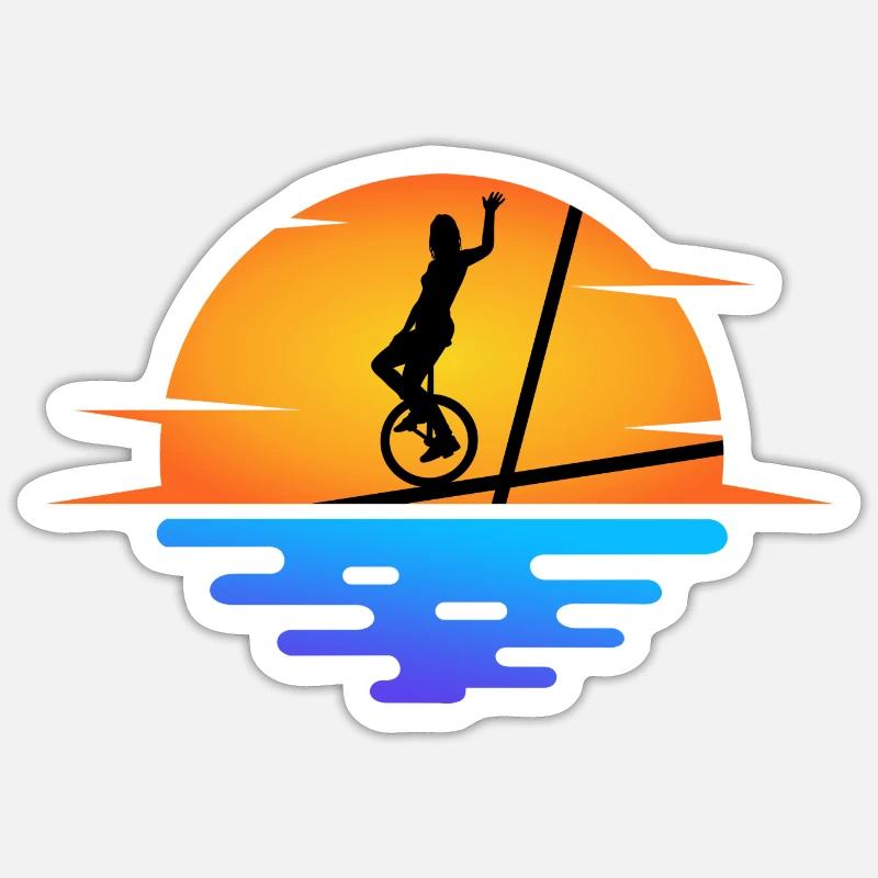 einrad einradartist einradfahrerin unicycle - Sticker Größe S (10 x 10 cm) - Mattweiß