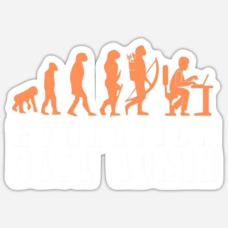 Évolution rétro drôle d’un t-shirt DATA Admin Sticker taille S (10 x 10 cm)