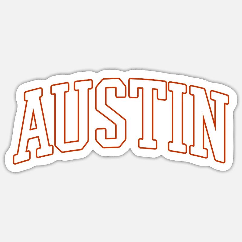 Police d’Arc de l’équipe universitaire d’Austin - Sticker taille S (10 x 10 cm) - blanc mat