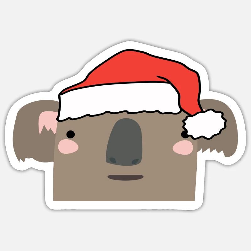Koala de Noël - Sticker taille S (10 x 10 cm) - blanc mat