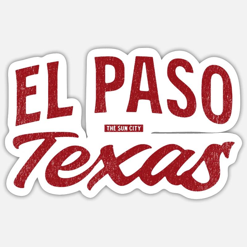 El Paso Texas Retro Script - Sticker size S (10 x 10 cm) - white matte