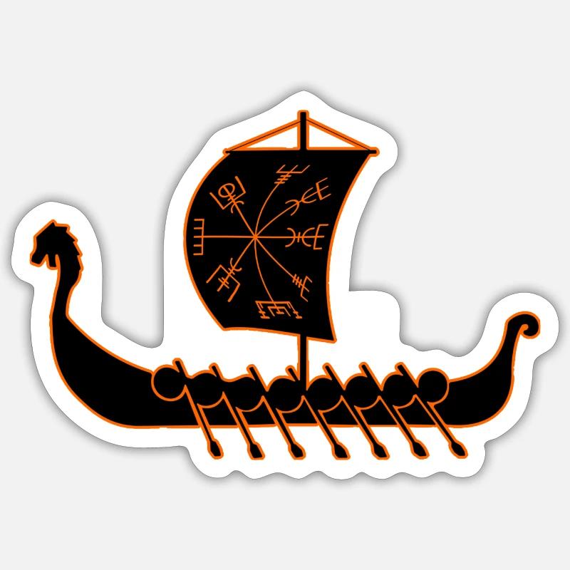 Drakkar - Bateau-dragon - Sticker taille S (10 x 10 cm) - blanc mat