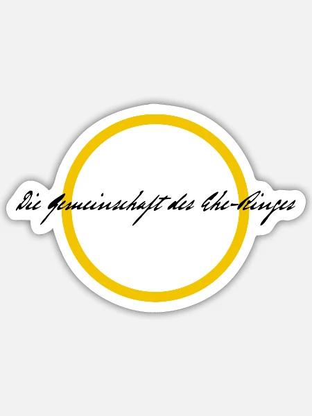 Junggesellenabschied - Gemeinschaft des Eheringes - Sticker Größe S (10 x 10 cm) - Mattweiß