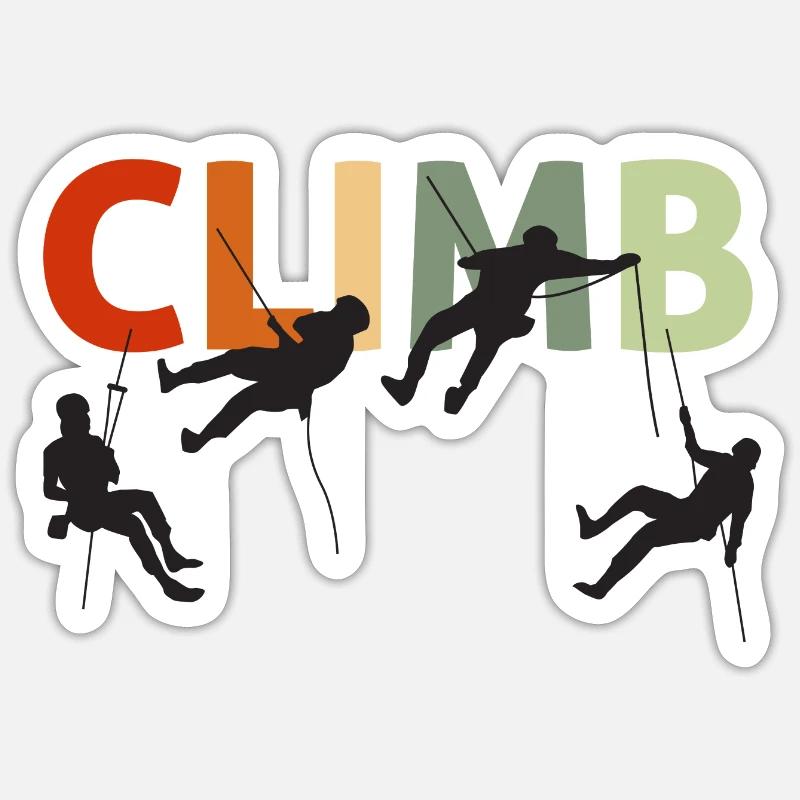 Rock Climbing Climber Climb Retro - Sticker taille S (10 x 10 cm) - blanc mat