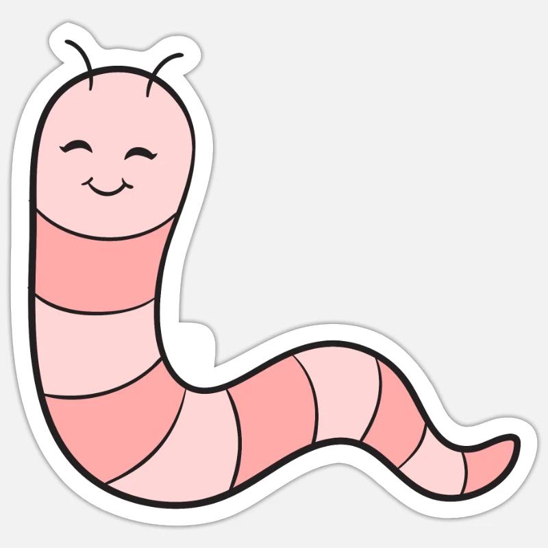 Worm Earthworm - Sticker size S (10 x 10 cm) - white matte
