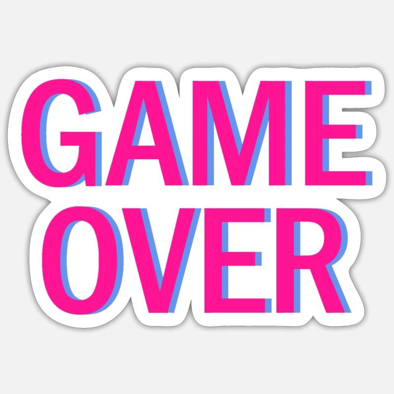 Game Over Neon Arcade Vibe - Sticker size S (10 x 10 cm) - white matte
