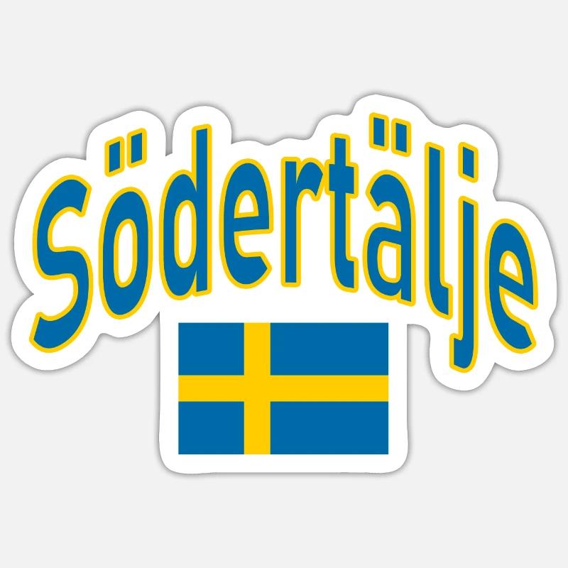 Södertälje drapeau suédois - Sticker taille S (10 x 10 cm) - blanc mat