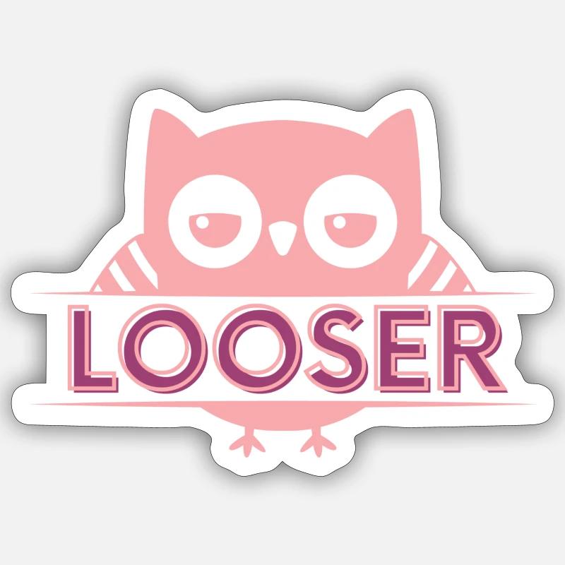 Looser Eule - Sticker Größe S (10 x 10 cm) - Mattweiß