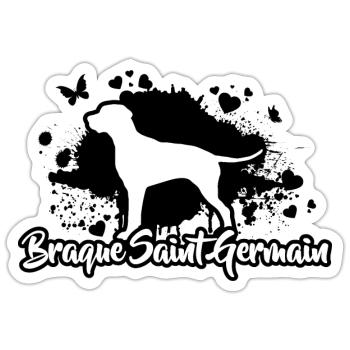 BRAQUE SAINT GERMAIN Hunde Jagdhund Jäger Wilsigns - Sticker Größe S (10 x 10 cm) - Mattweiß - Vorne