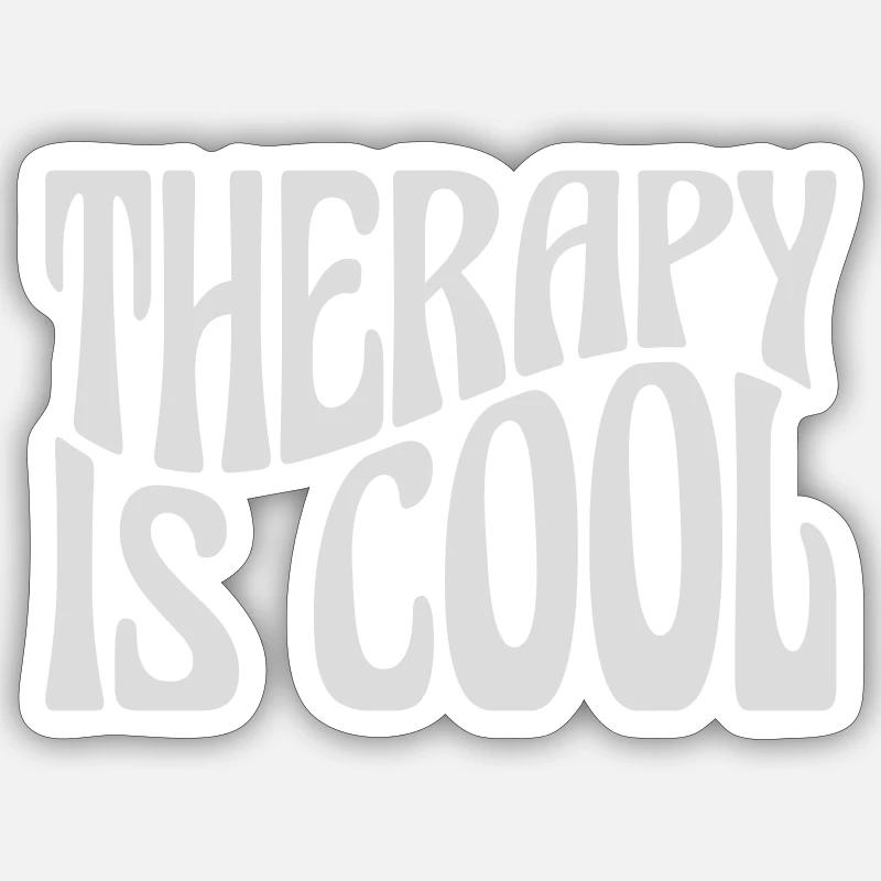 therapy is cool Zitat - Sticker Größe S (10 x 10 cm) - Mattweiß