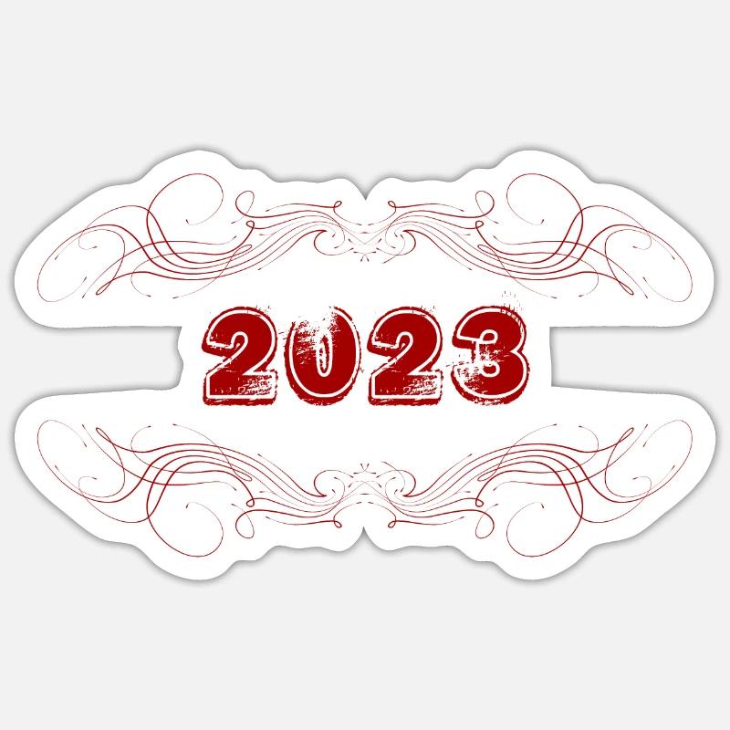 2023 verziert - Sticker Größe S (10 x 10 cm) - Mattweiß