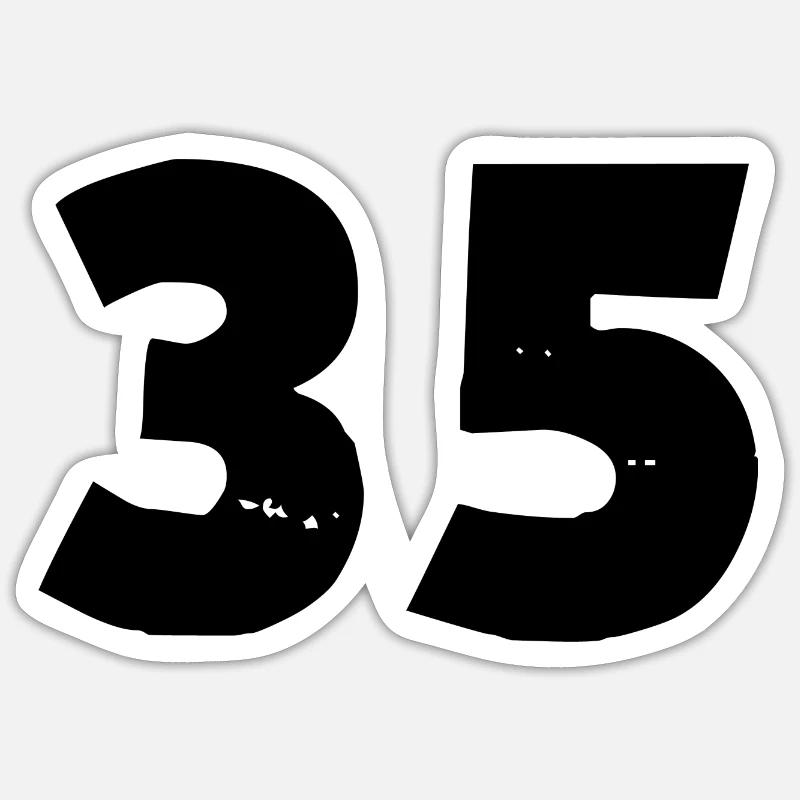 35 number - Sticker size S (10 x 10 cm) - white matte