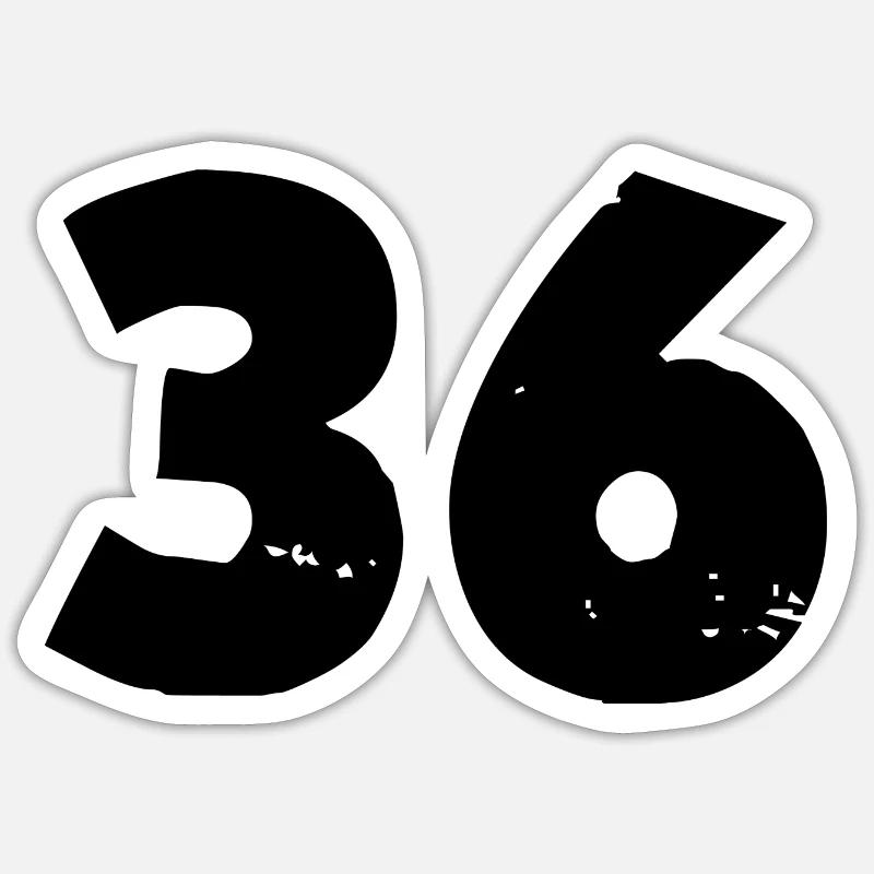 36 number - Sticker size S (10 x 10 cm) - white matte