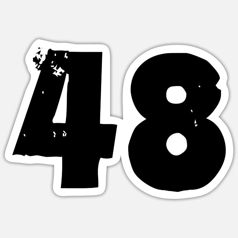 48 number - Sticker size S (10 x 10 cm) - white matte