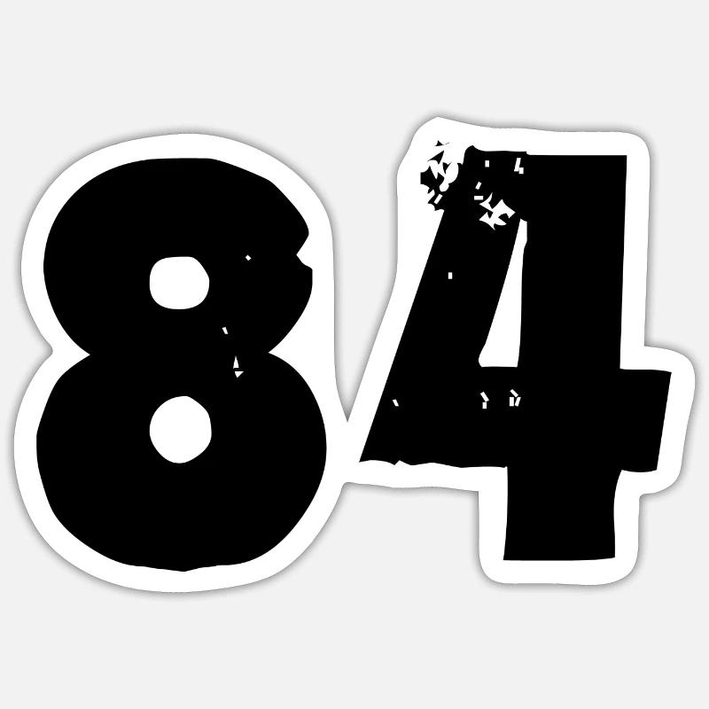 Numéro 84 - Sticker taille S (10 x 10 cm) - blanc mat