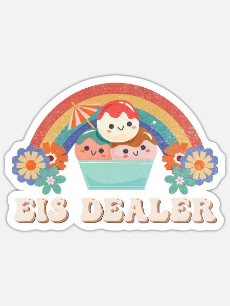 Eismann Eisverkäufer Eisdealer - Sticker Größe S (10 x 10 cm) - Mattweiß