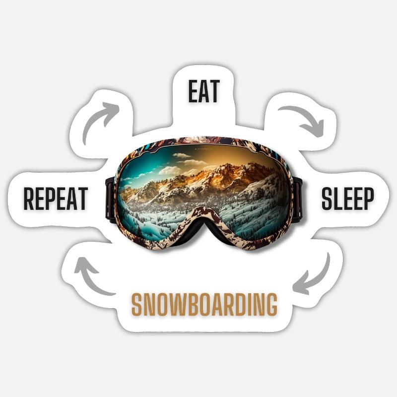 Manger dormir Snowboard Répéter Sticker taille S (10 x 10 cm)