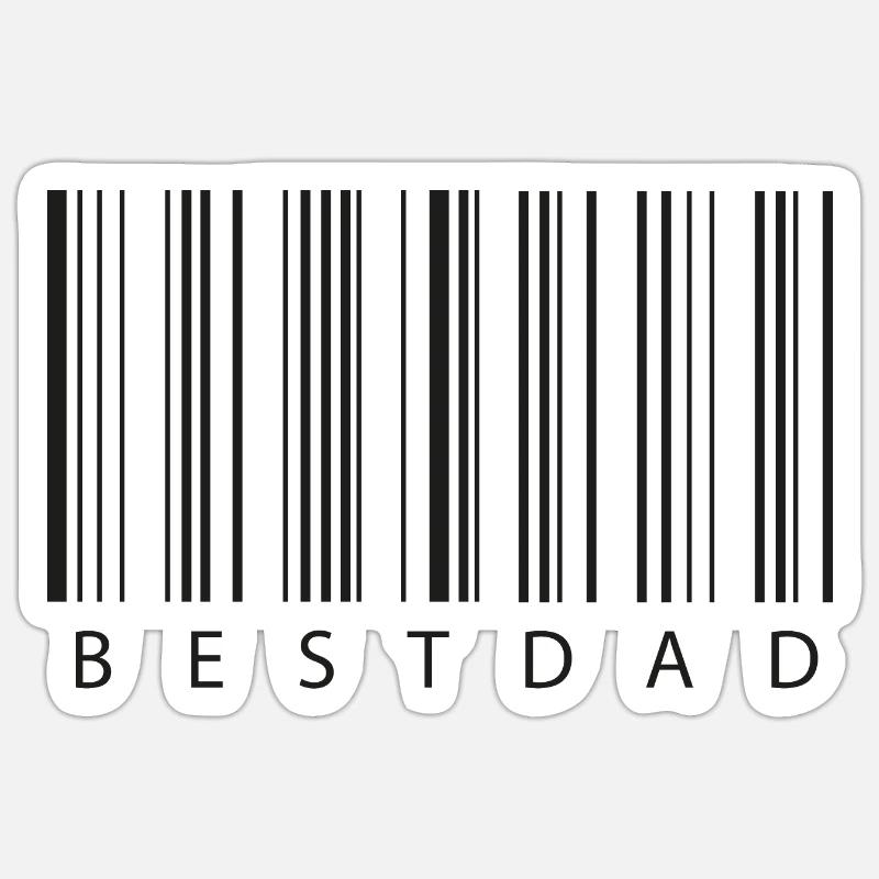 Bestdad Barcode - bester Papa - Sticker Größe S (10 x 10 cm) - Mattweiß