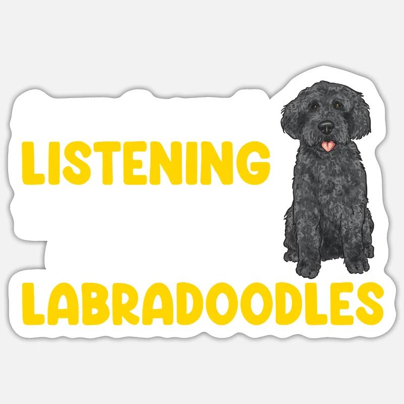 Labradoodle Chien - Sticker taille S (10 x 10 cm) - blanc mat