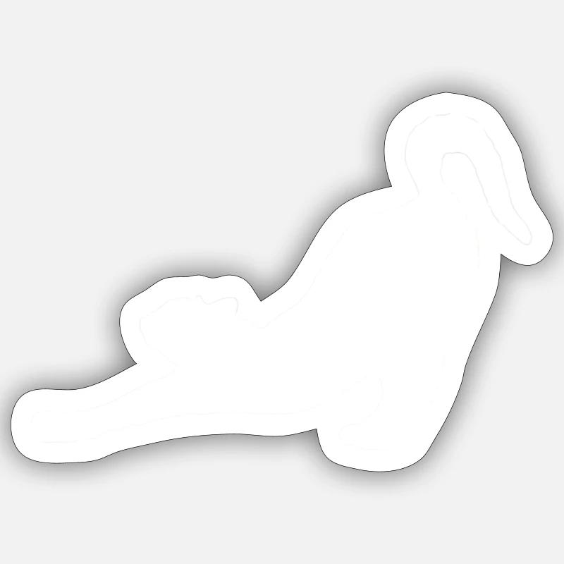 Gestreckte Katze - Sticker Größe S (10 x 10 cm) - Mattweiß