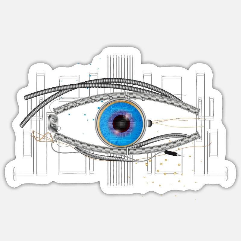 cooles blaues Cyborg oder Roboter Auge Sticker Größe S (10 x 10 cm)