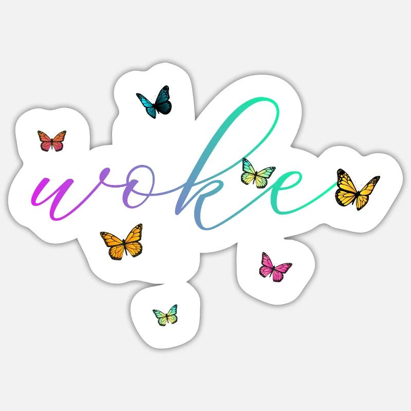 Autodérision : WOKE - Sticker taille S (10 x 10 cm) - blanc mat