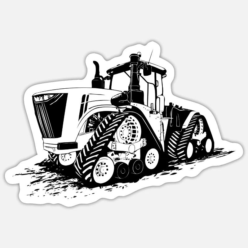 Traktor - Raupentraktor - Kettentraktor Schlepper - Sticker Größe S (10 x 10 cm) - Mattweiß