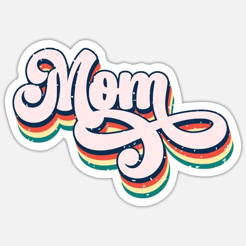 Maman Rétro - Sticker taille S (10 x 10 cm) - blanc mat