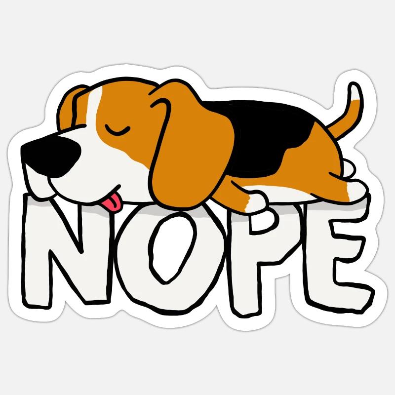 Non! Beagle - Sticker taille S (10 x 10 cm) - blanc mat