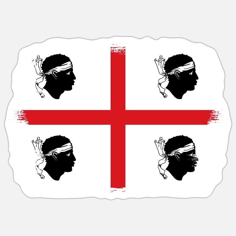 Drapeau de la Sardaigne Drapeau sarde Drapeau de la Sardaigne - Sticker taille S (10 x 10 cm) - blanc mat