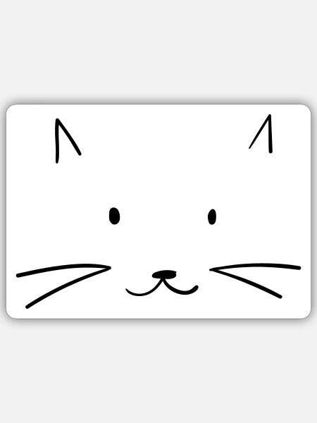 Minimal-Mieze - Sehr schlicht, sehr niedlich - Sticker Größe S (10 x 10 cm) - Mattweiß