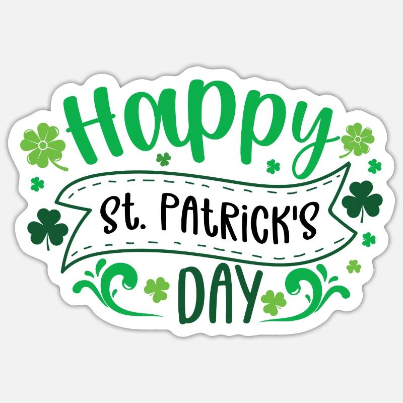 Bonne Saint-Patrick - Sticker taille S (10 x 10 cm) - blanc mat