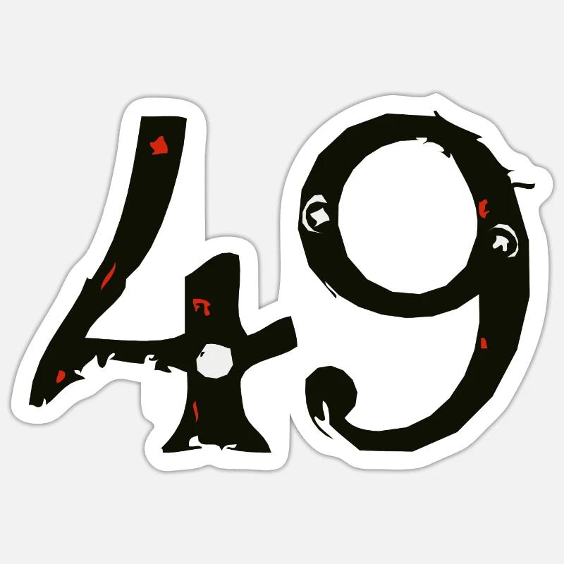 49 numero chiffre quarante neuf A - Sticker taille S (10 x 10 cm) - blanc mat