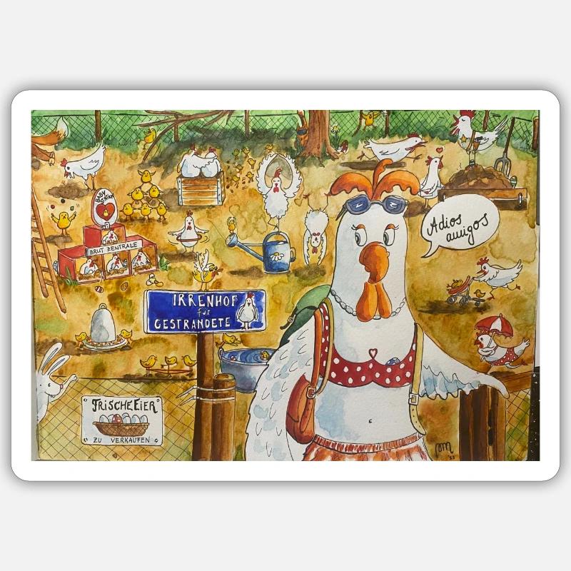 Chicken yard Sticker size S (10 x 10 cm)