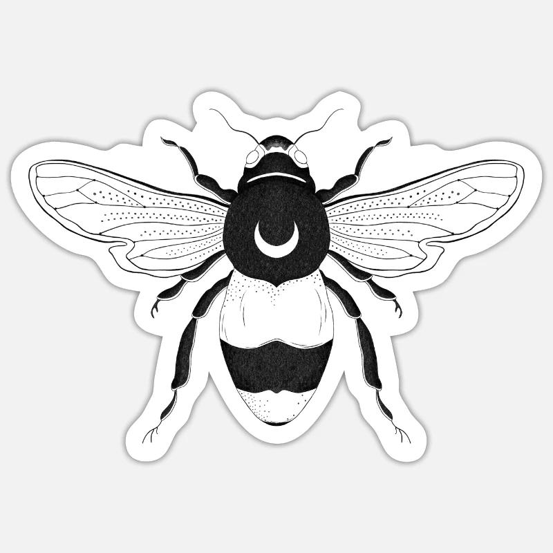 Moon bee Sticker size S (10 x 10 cm)