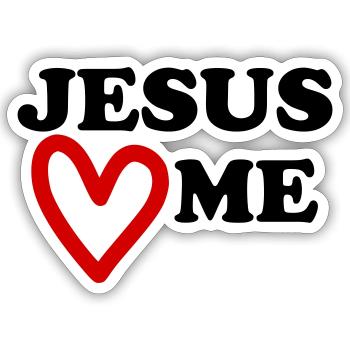 Jesus loves me heart loves me - Sticker size S (10 x 10 cm) - white matte - Front