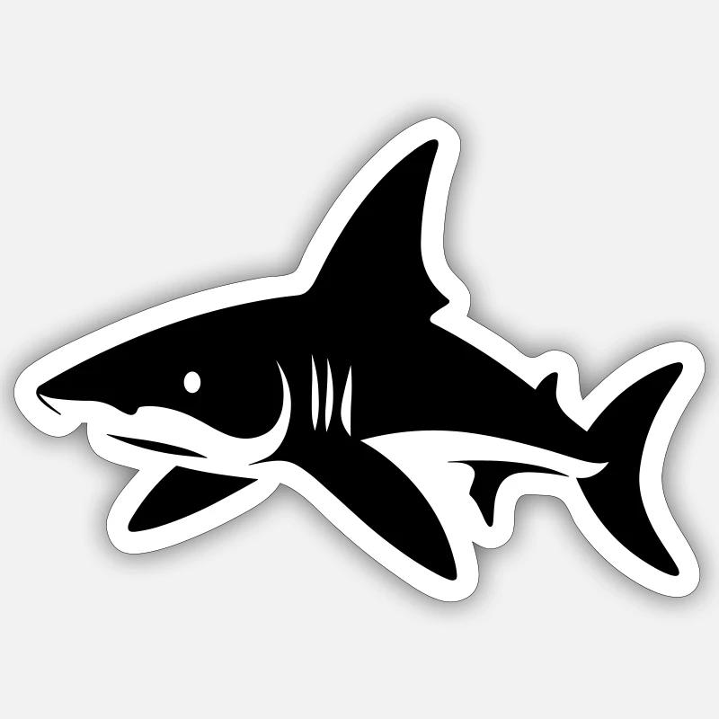 Requin - Sticker taille S (10 x 10 cm) - blanc mat