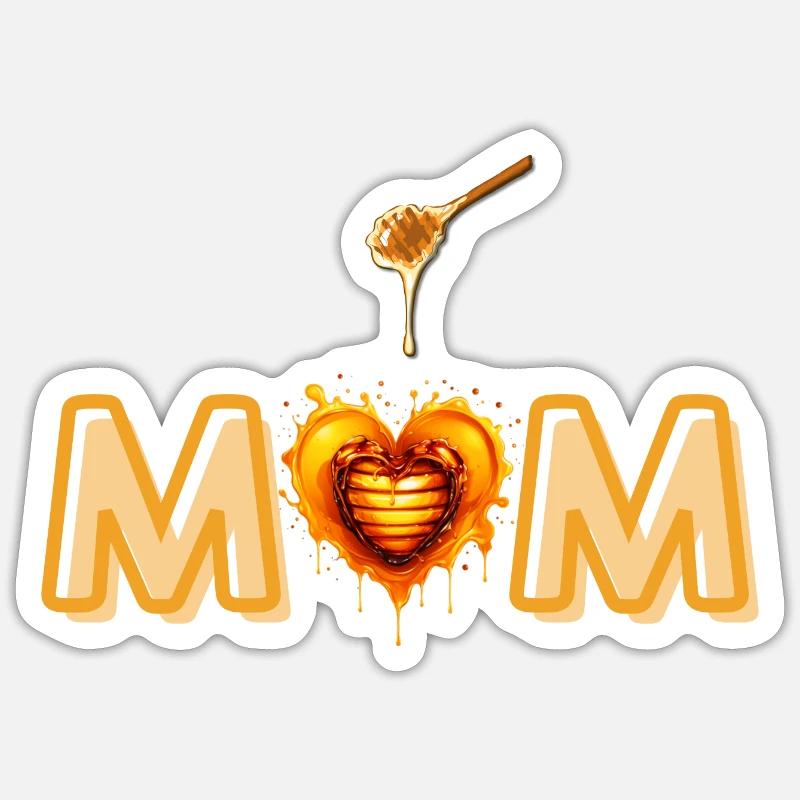 Maman douce comme du miel - Sticker taille S (10 x 10 cm) - blanc mat